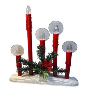 Christmas Candelabra Holiday Collection 5 Lights Halos Faux Drip Wax 1970s READ